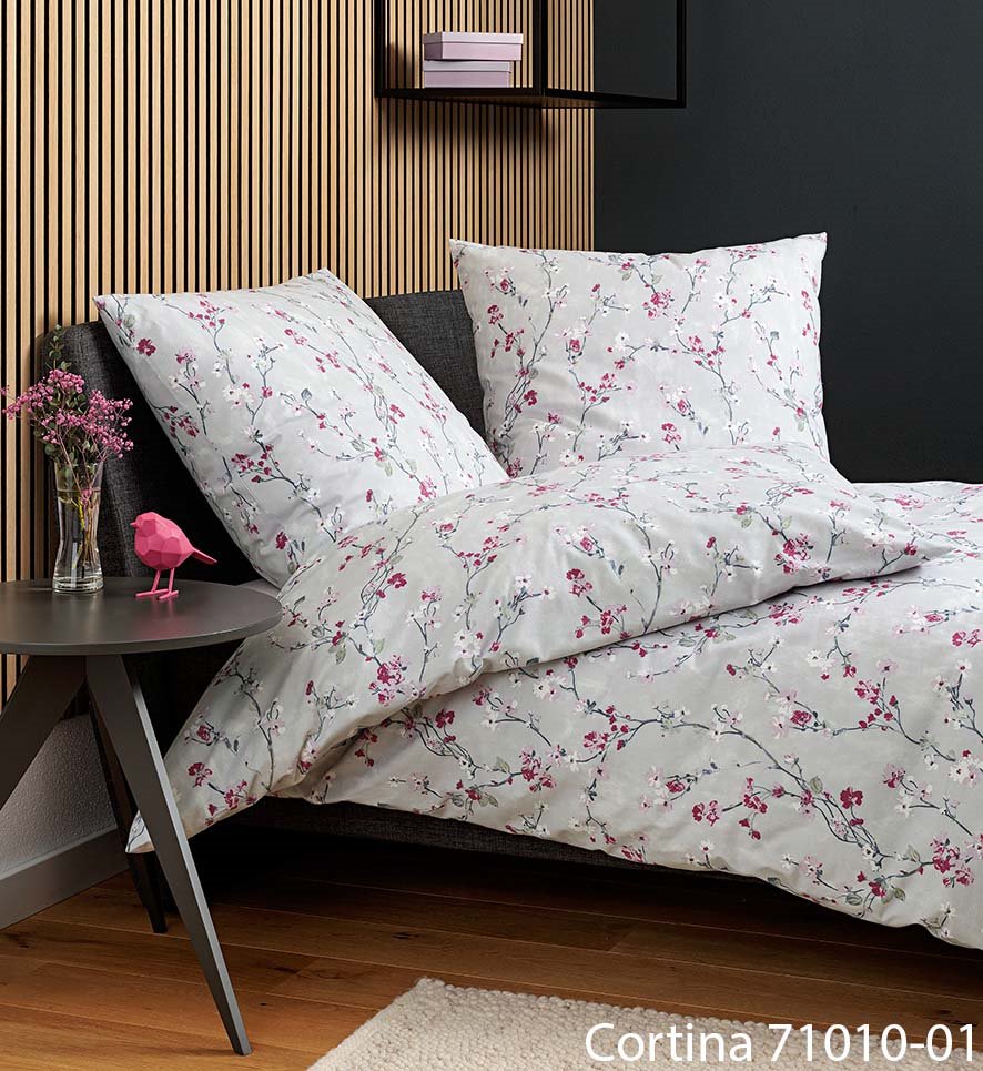 Janine Soft-Cotton Bettwäsche CORTINA 71010-01 Rosa Beere 135x200+80x80