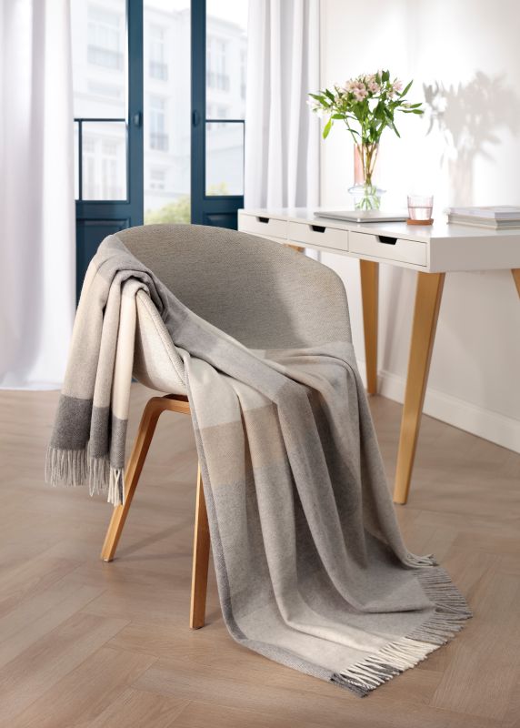 Biederlack Kaschmir-Plaid "Pleasant " Stone 130x170 cm