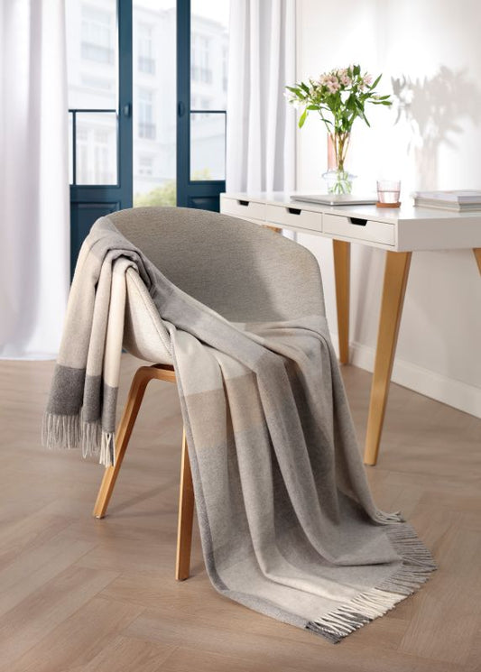 Biederlack Kaschmir-Plaid "Pleasant " Stone 130x170 cm