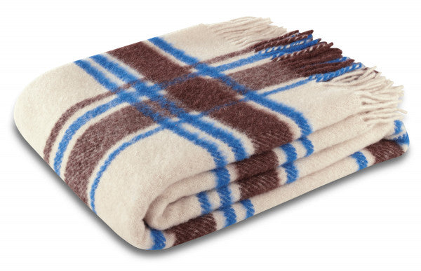 Biederlack Fransenplaid "Arctic Check" – Wolle & Alpaka 130x170 cm