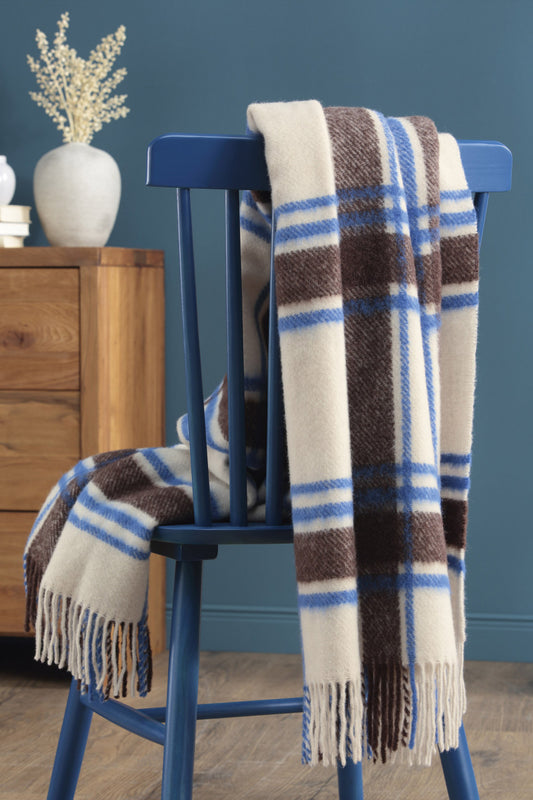 Biederlack Fransenplaid "Arctic Check" – Wolle & Alpaka 130x170 cm