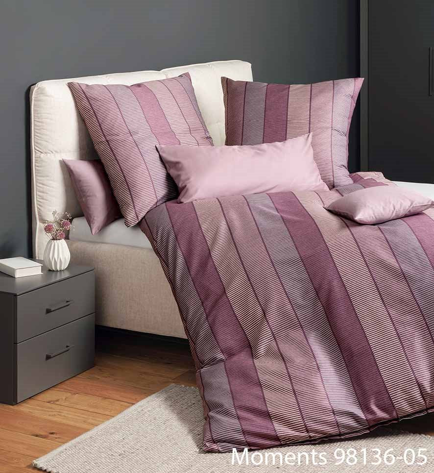 Janine Mako-Satin Bettwäsche MOMENTS 98136-05 Beere Lila 135x200+80x80