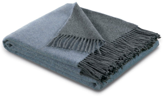 Biederlack Kaschmir-Plaid , Blau-Grau, 130x170cm
