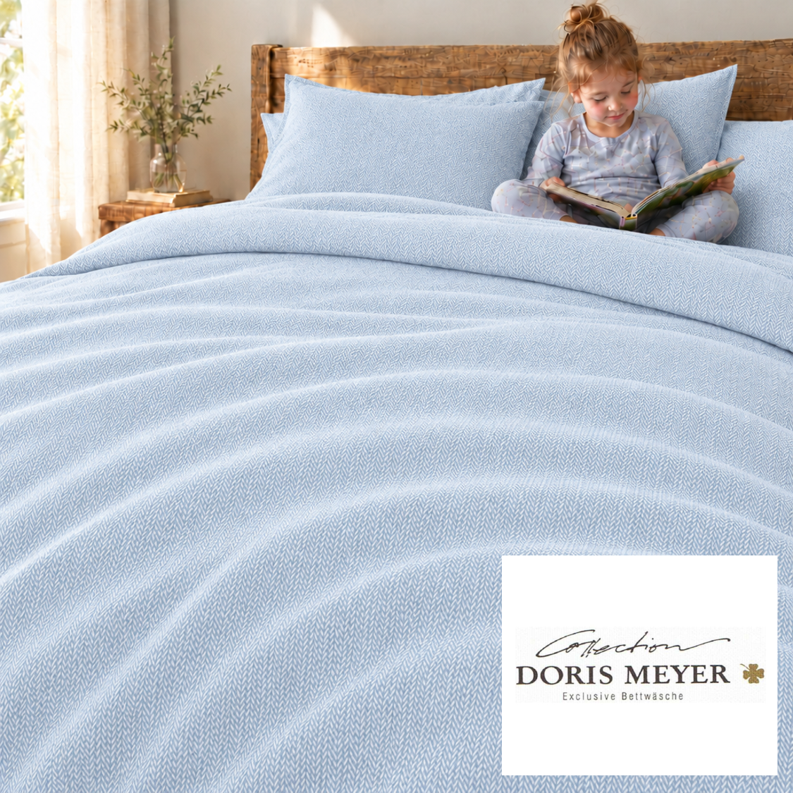 Doris Meyer Interlock Jersey Bettwäsche Kalli 4008 bleu Fischgrät
