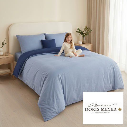 Doris Meyer Interlock Jersey Bettwäsche Milano 3009 hellblau dunkelblau
