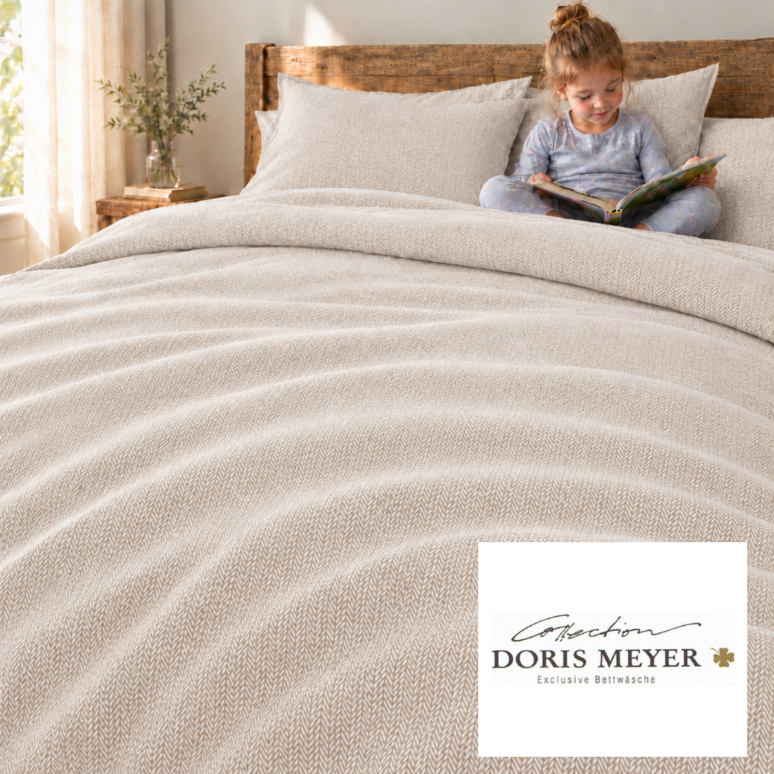 Doris Meyer Interlock Jersey Bettwäsche Kalli 4008 sand Fischgrät