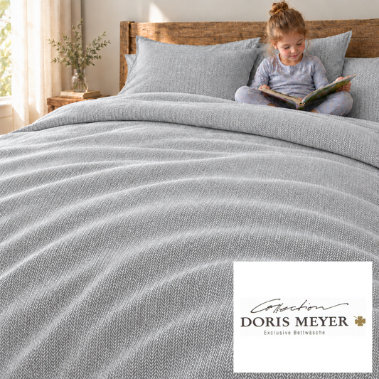 Doris Meyer Interlock Jersey Bettwäsche Kalli 4008 kiesel Fischgrät