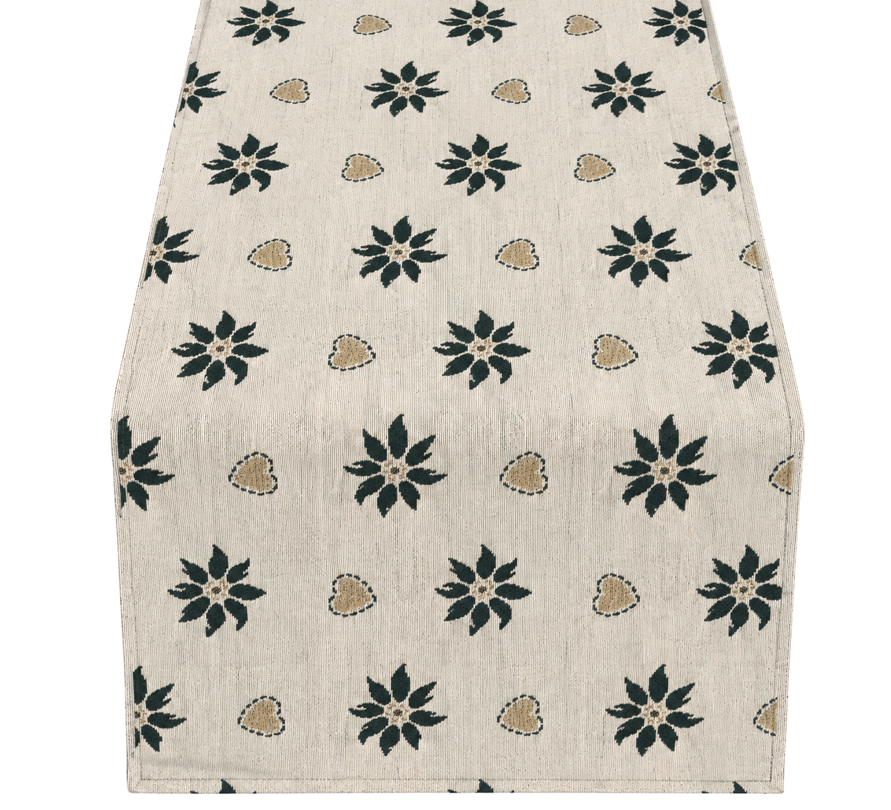 Sprügel Alpina Edelweiß Tischläufer grün beige 50x150