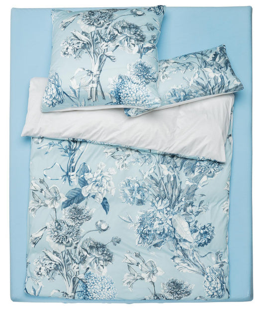 Jersey Bettwäsche Doris Meyer Floreale grande bleu beidseitig bedruckt 155x220+80x80
