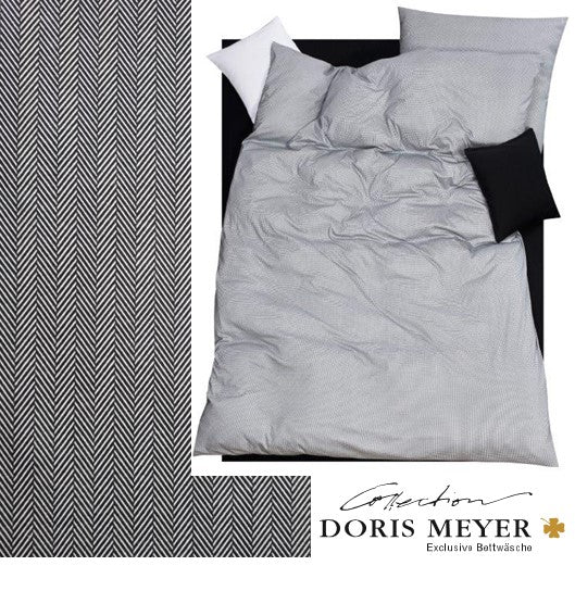 Doris Meyer Interlock Jersey Bettwäsche Kalli 4008 schwarz Fischgrät