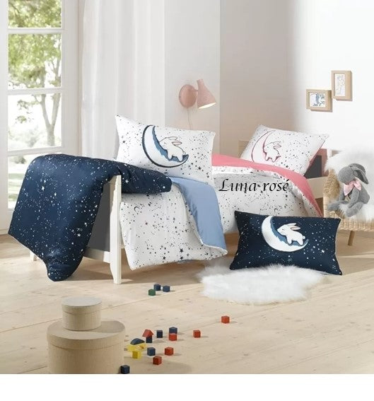 Lorena Mako Satin Kinderbettwäsche Lorenchen Hase Luna rose