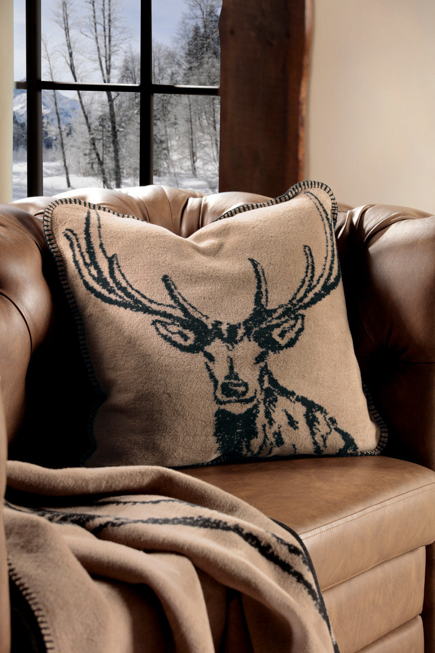 Biederlack Kissenhülle"Deer", braun,schwarz, 50x50cm