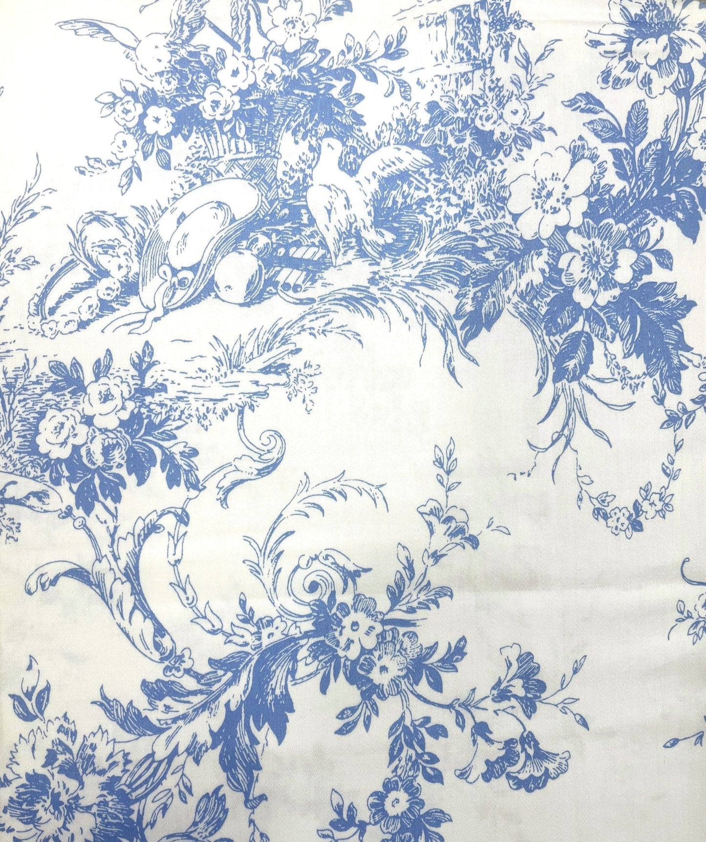 Lorena Mako Satin Bettwäsche Toile-de-Jouy Marie azur 155x220+80x80 (1St)