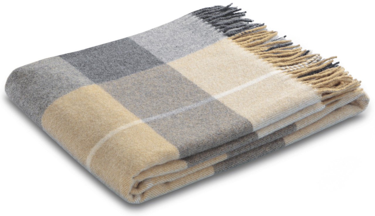 Biederlack Wollplaid "Quito" Beige aus 100% Wolle 130x170 cm