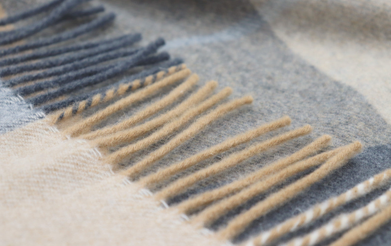 Biederlack Wollplaid "Quito" Beige aus 100% Wolle 130x170 cm