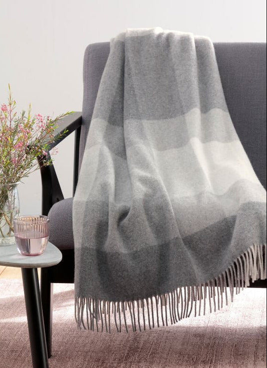 Biederlack Wollplaid "Quito" Grey aus 100% Wolle 130x170 cm