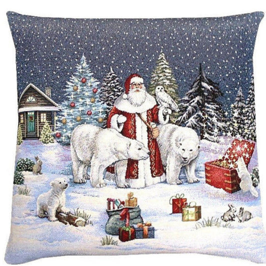 Kissenbezug Weihnachten Santa Claus Nikolaus mit Eisbären (1St)