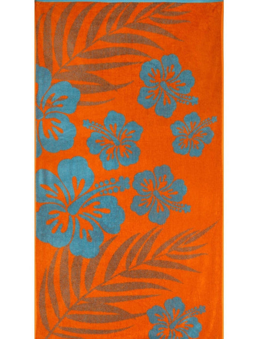 Stuco Strandtuch Strandtüch Palm Hibiskus türkis orange 90x170 cm