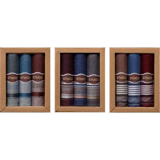 Stuco Herren Gents Taschentücher 3er Box 100% Baumwolle Zigarre ca 41x41 cm
