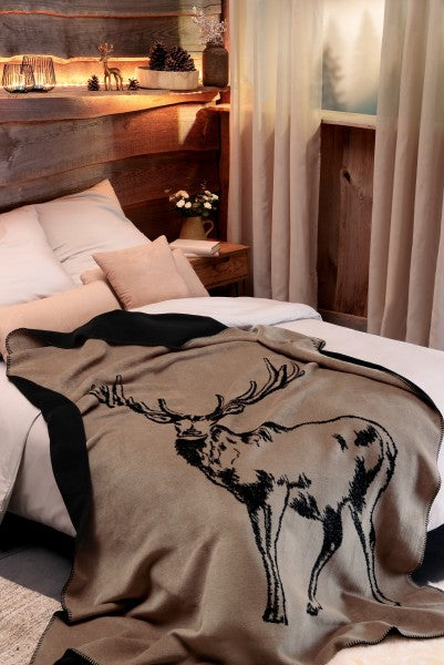 Biederlack Wohndecke "Deer" braun,schwarz 150x200 cm