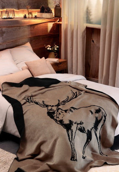 Biederlack Wohndecke "Deer" braun,schwarz 150x200 cm