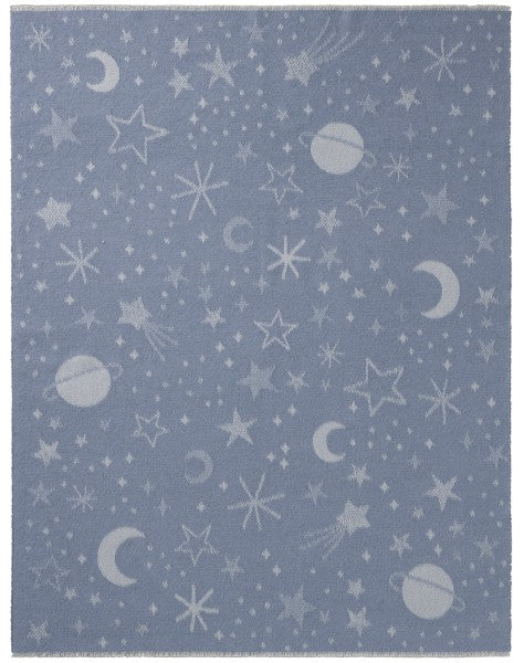 Biederlack Babydecke "Universe" Blue 100% Schurwolle, Größe 75x100 cm