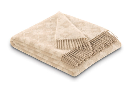 Biederlack Fransenplaid „Primo" Beige  130x170 cm