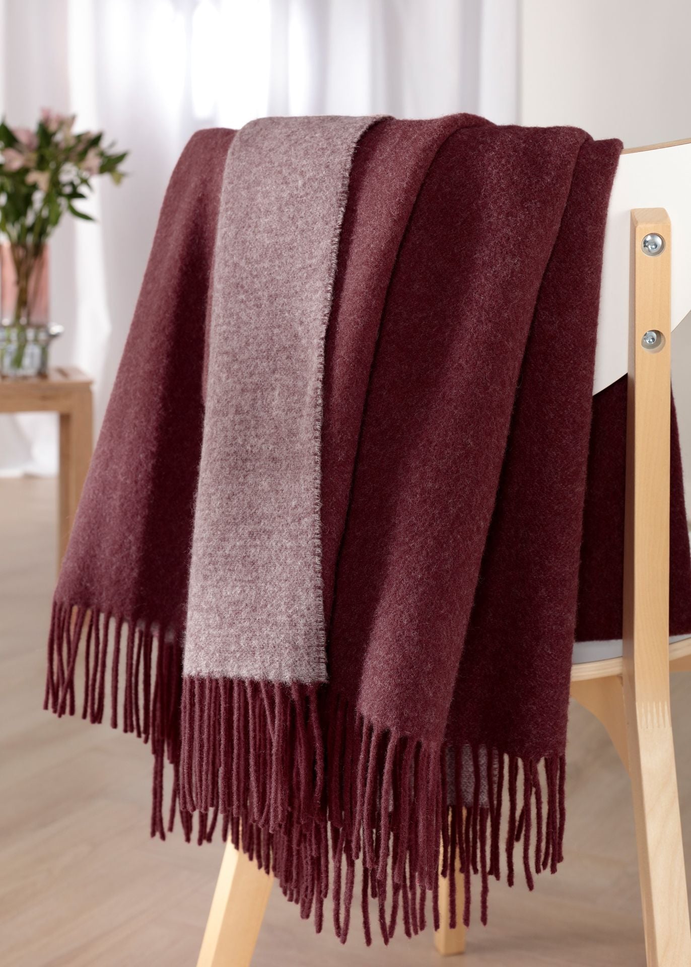 Biederlack Kaschmir-Plaid  Bordeaux Parfait 130x170 cm und 150x200 cm