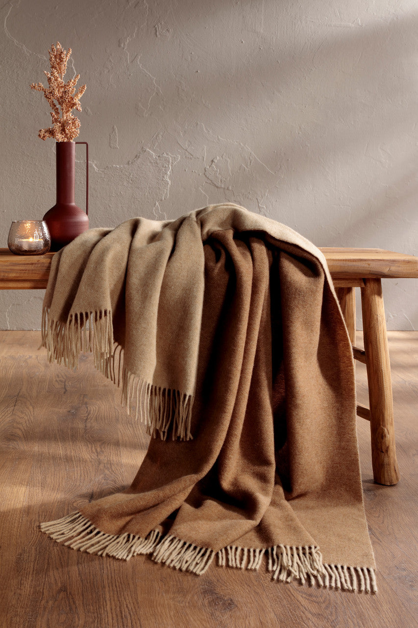Biederlack Kaschmir-Plaid , Camel-Beige, 130x170 cm
