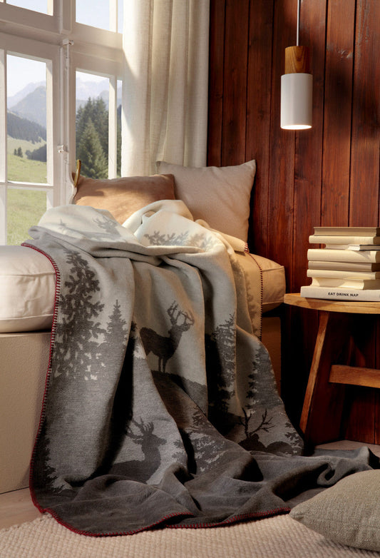 Biederlack Wohn-und Kuscheldecke "Deerlight", beige,grau 150x200 cm