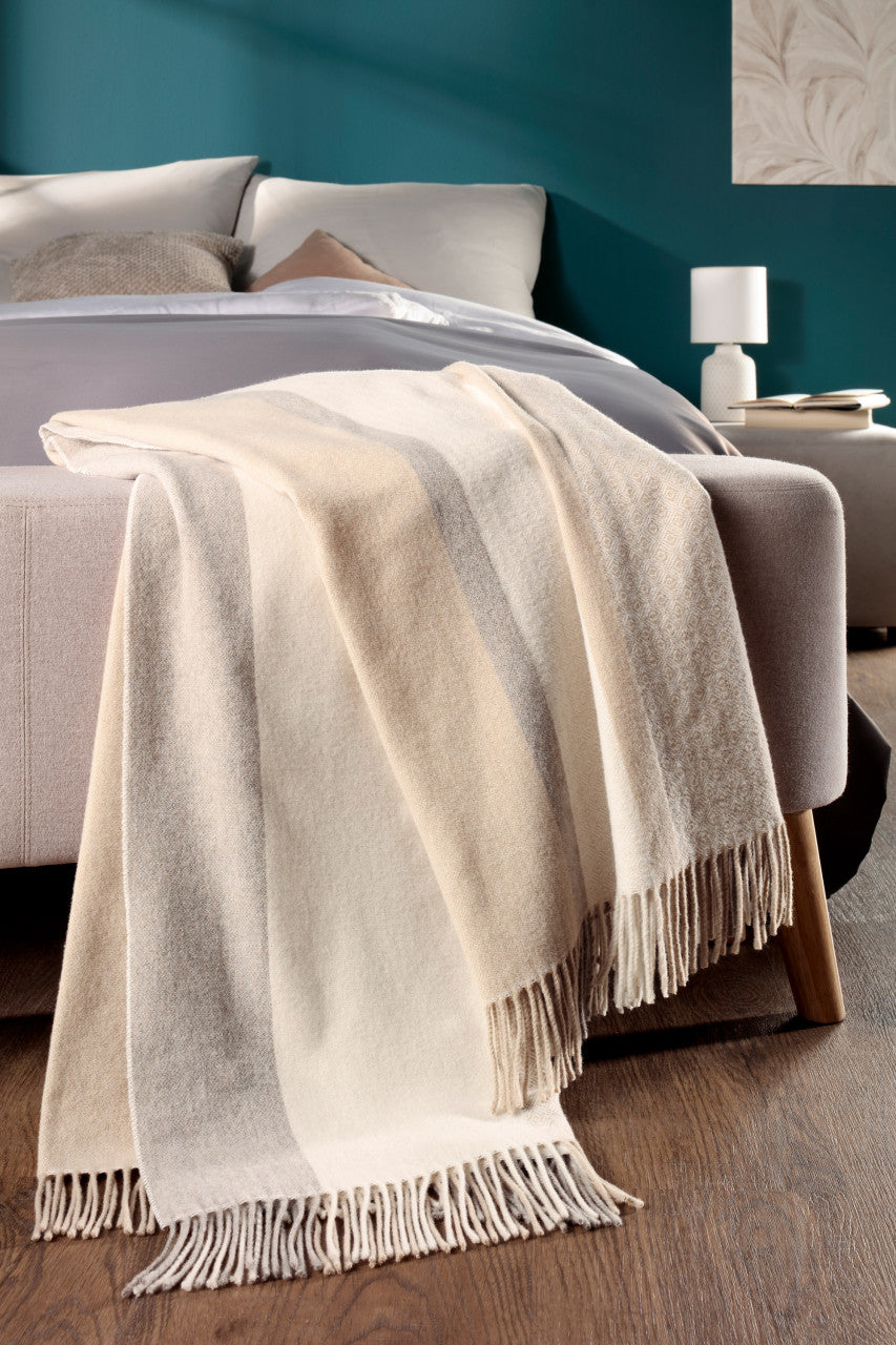 Biederlack Fransenplaid „Light Lines" 130x170cm, braun,beige