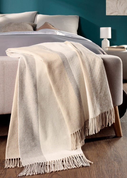 Biederlack Fransenplaid „Light Lines" 130x170cm, braun,beige
