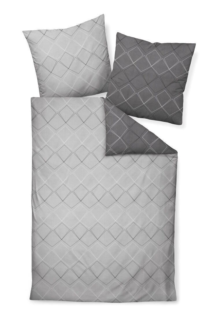 Janine Mako-Satin Bettwäsche J. D. 87053 anthrazit platin