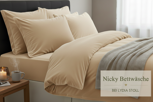 Nicky-Velours Bettwäsche Living Home sand einfarbig 071