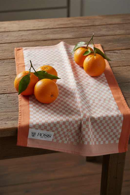 Ross Geschirrtuch 100% Baumwolle Vichy Karo orange weiß