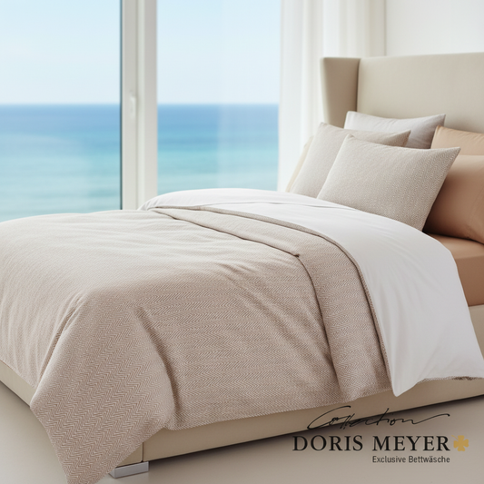 Doris Meyer Fischgrät Beige Bettwäsche mit Meerblick