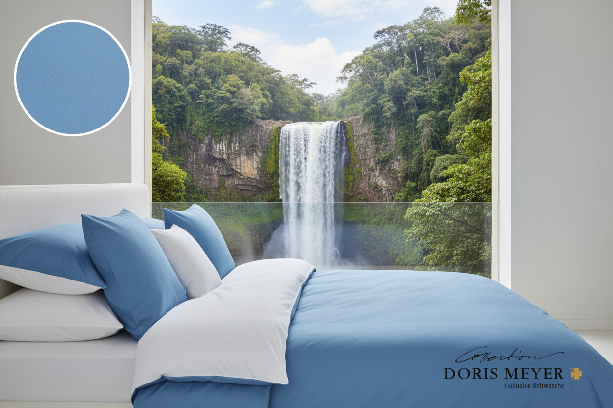 Doris Meyer Wende-Bettwäsche Blau Weiß Wasserfall Natur