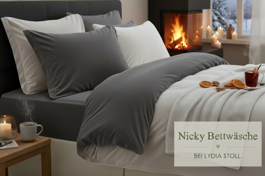 Nicky-Velours Wendebettwäsche Living Home graphit 8004 silber 017