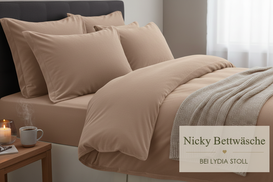 Nicky-Velours Bettwäsche Living Home espresso einfarbig