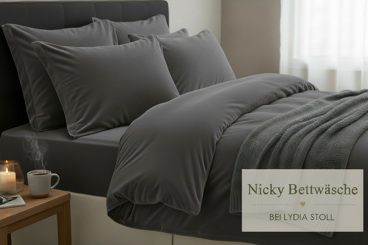 Nicky-Velours Bettwäsche Living Home graphit einfarbig 8004