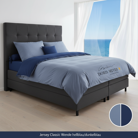 Doris Meyer Interlock Jersey Bettwäsche Milano 3009 hellblau dunkelblau