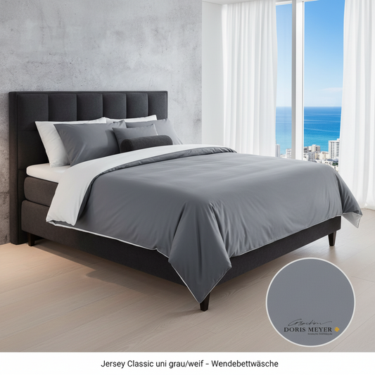 Doris Meyer Interlock Jersey Bettwäsche Milano 3009 anthrazit silber