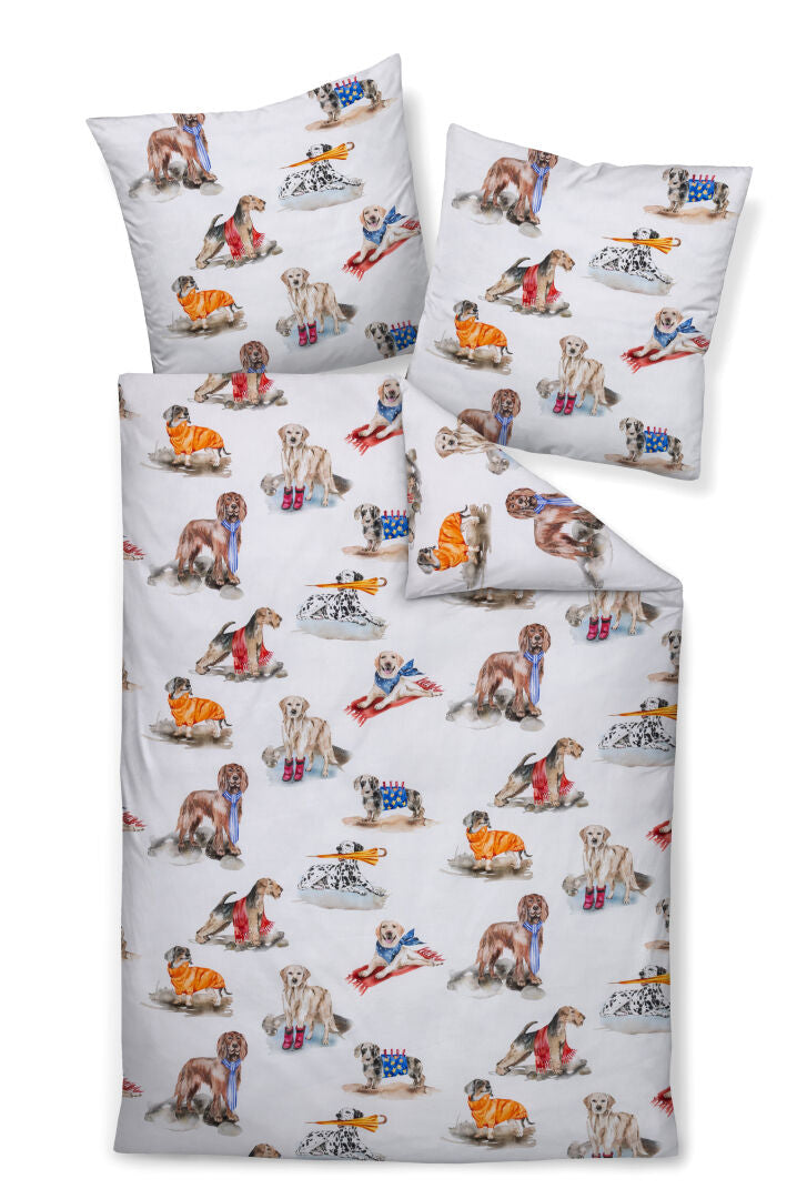 Janine Mako-Satin Bettwäsche modern art S 42169 Hunde multicolor