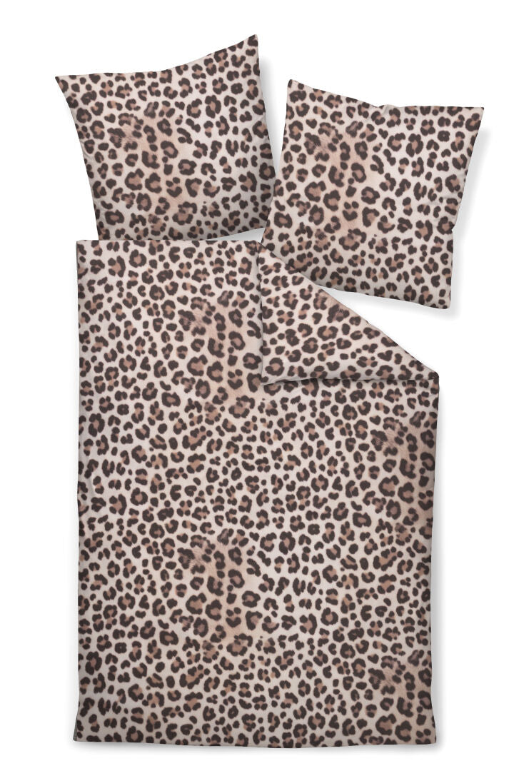 Janine Mako-Satin Bettwäsche Leo modern art S  42168 - 07 mocha sand