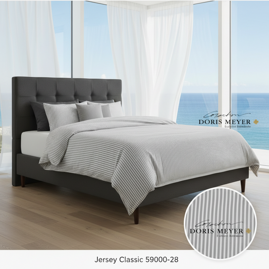 Doris Meyer Interlock-Jersey Bettwäsche Tom 4003-73 kiesel Streifen beide Seiten Nm 100