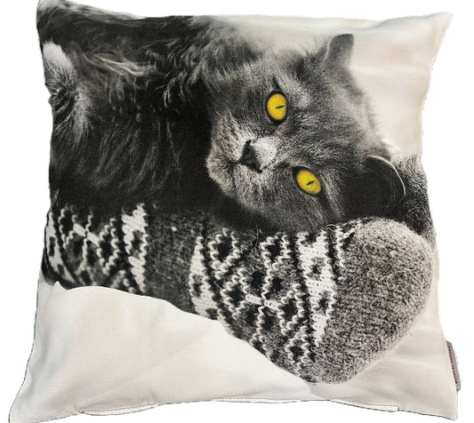 Sprügel Kissenhülle Katze grau 45x45 cm