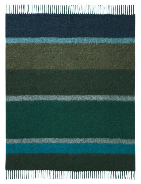 Biederlack Fransenplaid "Mohair Look" Emerald, 130x190 cm