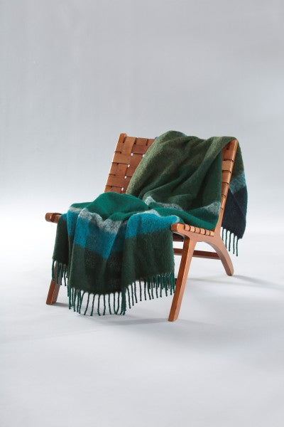 Biederlack Fransenplaid "Mohair Look" Emerald, 130x190 cm