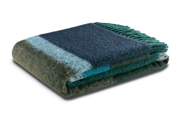 Biederlack Fransenplaid "Mohair Look" Emerald, 130x190 cm