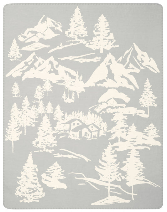 Biederlack Wohn-und Kuscheldecke "Mountain Dreams", grau,weiß 150x200cm